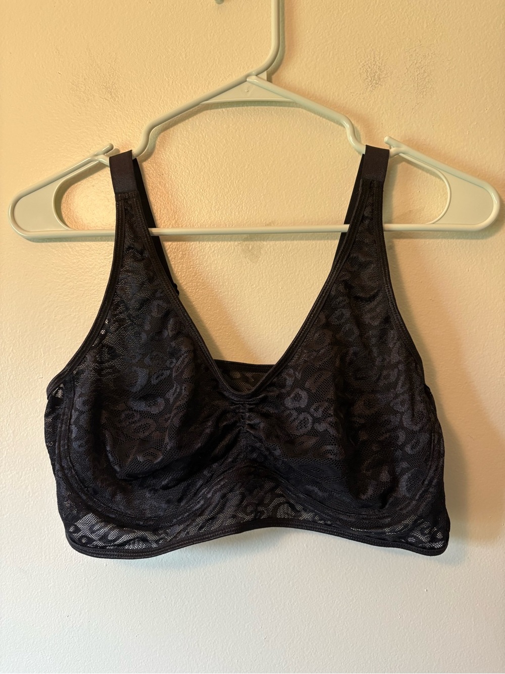 Ruby Ribbon Black Lace Wireless Bralette, Size 40 Women’s